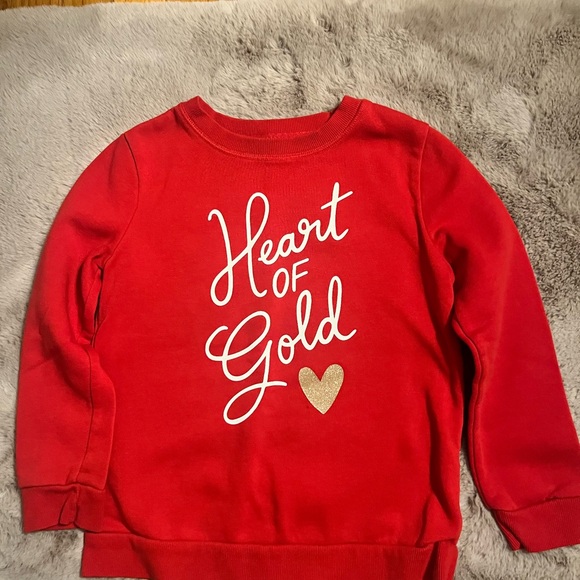 Cat & Jack Red Sweatshirt with Gold Heart - Picture 3 of 6